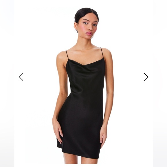 Alice + Olivia HARMONY MINI SLIP DRESS In Black New with Tags! - Picture 3 of 9